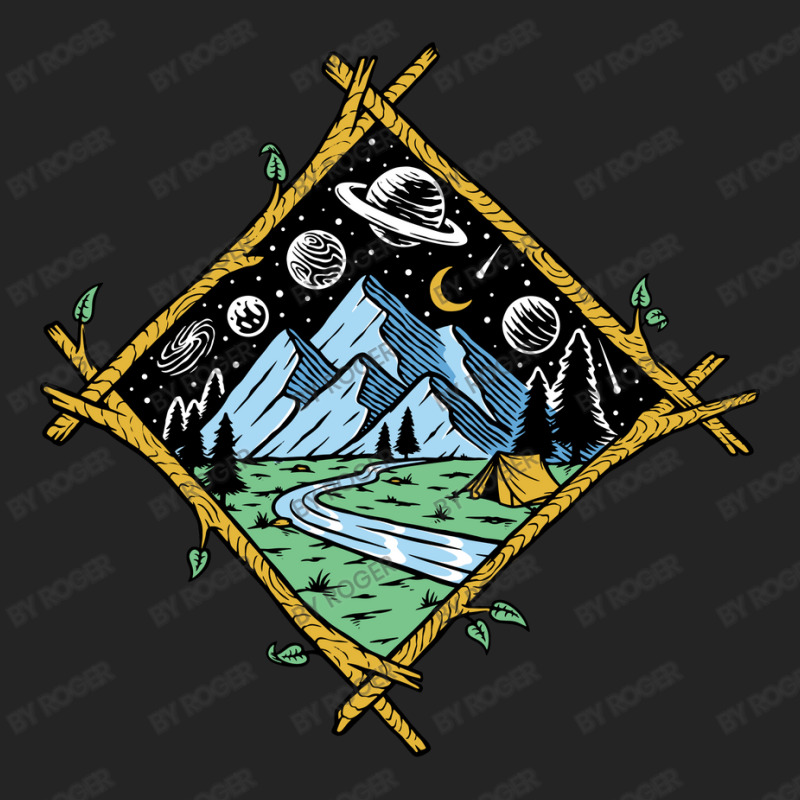 Mountain View At Night Isolated 3/4 Sleeve Shirt | Artistshot