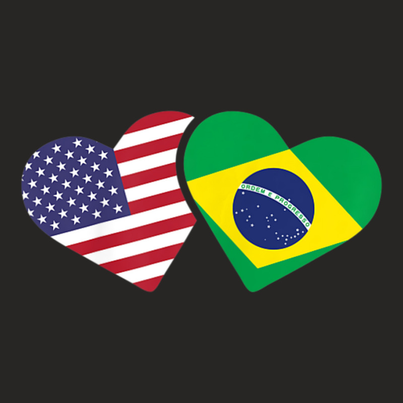 Womens Brazil Usa Flag Heart Brazilian Americans Love Cute Ladies Fitted T-Shirt by cm-arts | Artistshot