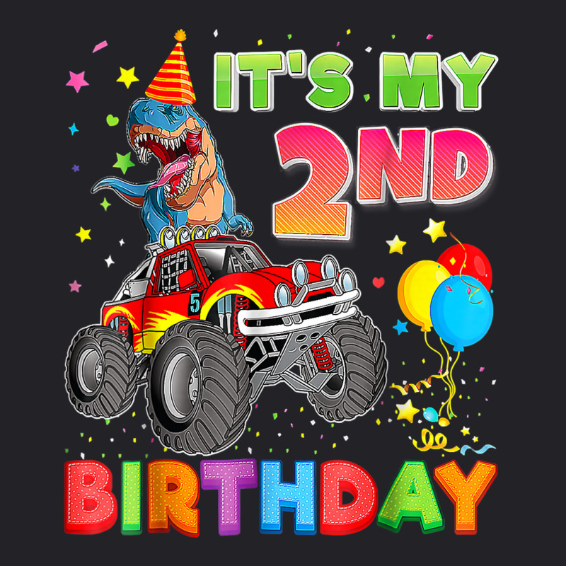 It's My 2nd Birthday 2 Year Old Dinosaur Monster Car Truck Youth Tee | Artistshot