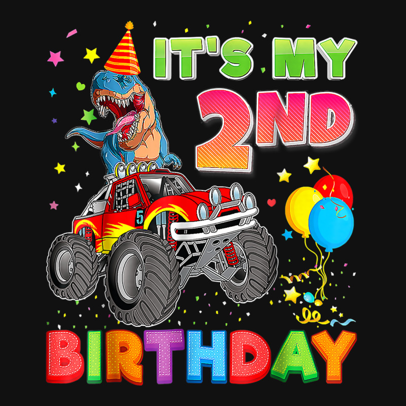 It's My 2nd Birthday 2 Year Old Dinosaur Monster Car Truck Baby Bibs | Artistshot