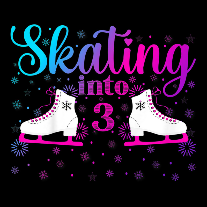 Kids Ice Skating Into 3 Cute Ice Dancing Girl 3rd Birthday Party Cropped Hoodie by Color | Artistshot