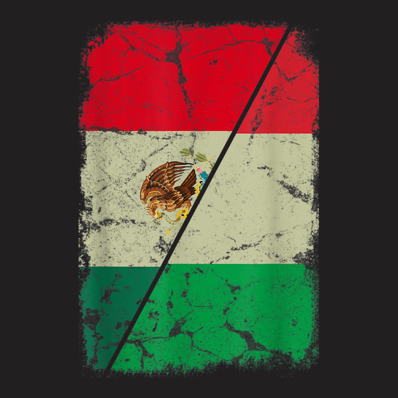 Italian And Mexican Flag Together Mixed Family Roots T-Shirt by Uniform | Artistshot