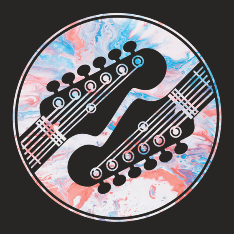 Electric Guitar Headstock Circle Texture Dark Theme 1 Ladies Fitted T-Shirt by DavidJones | Artistshot