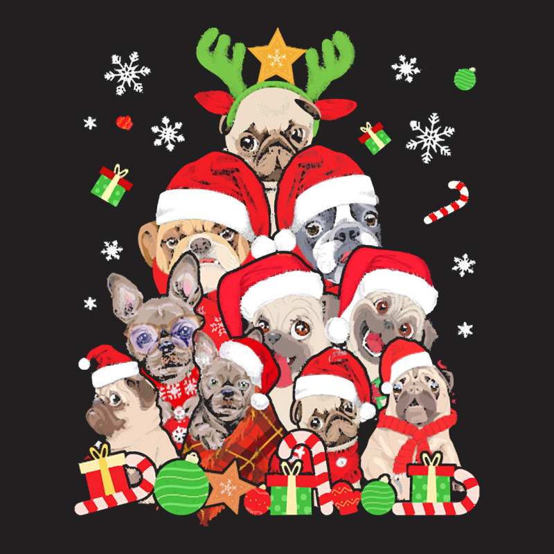 Funny Pug Dog Christmas Tree Costum Pug Christmas Shirt Merry Pugmas X T-shirt | Artistshot