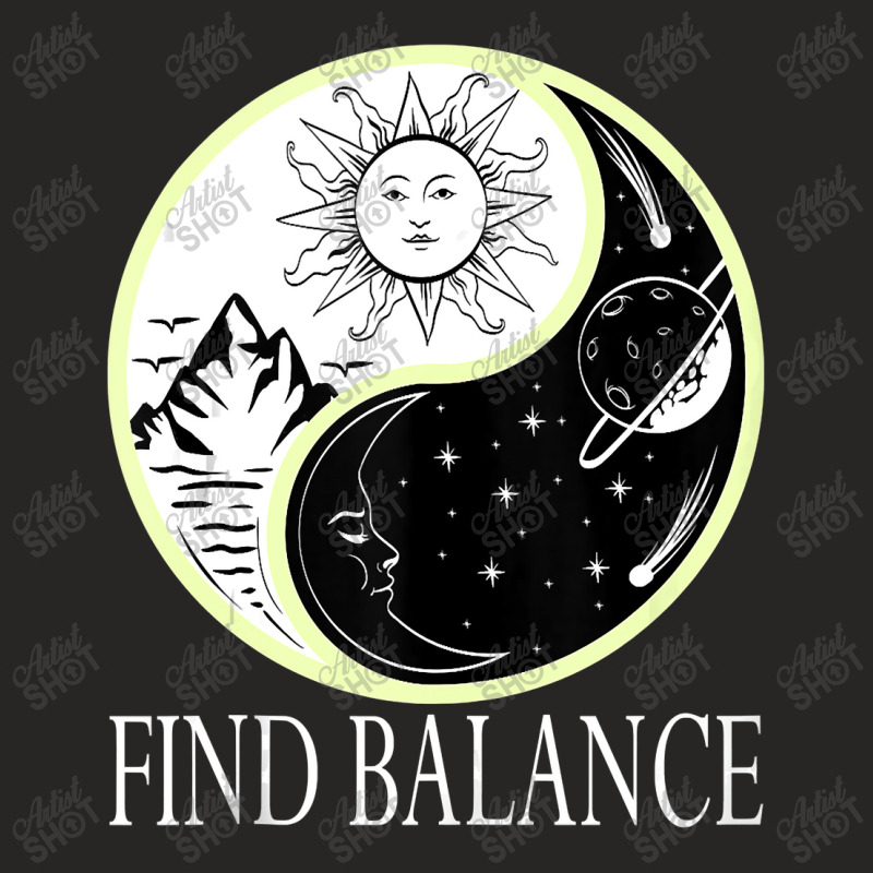 Find Balance Yin Yang  Positive Vibes Yoga Motivation Ladies Fitted T-Shirt by home12 | Artistshot