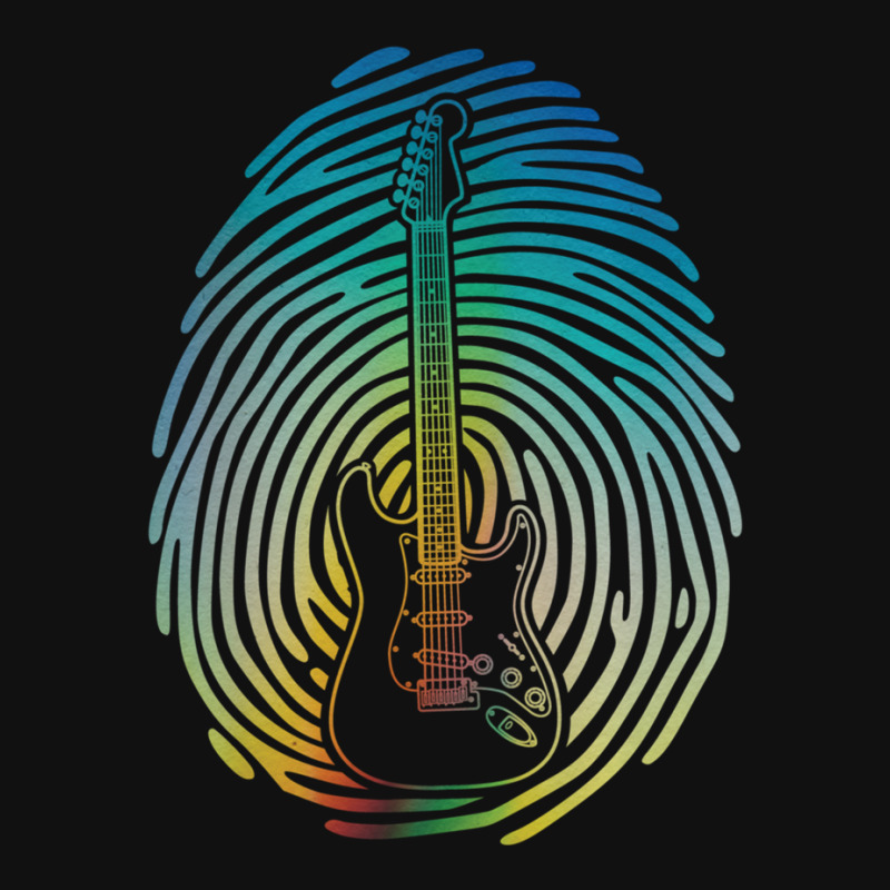 Fingerprint Electric Guitar Outline Colorful Theme License Plate By ...