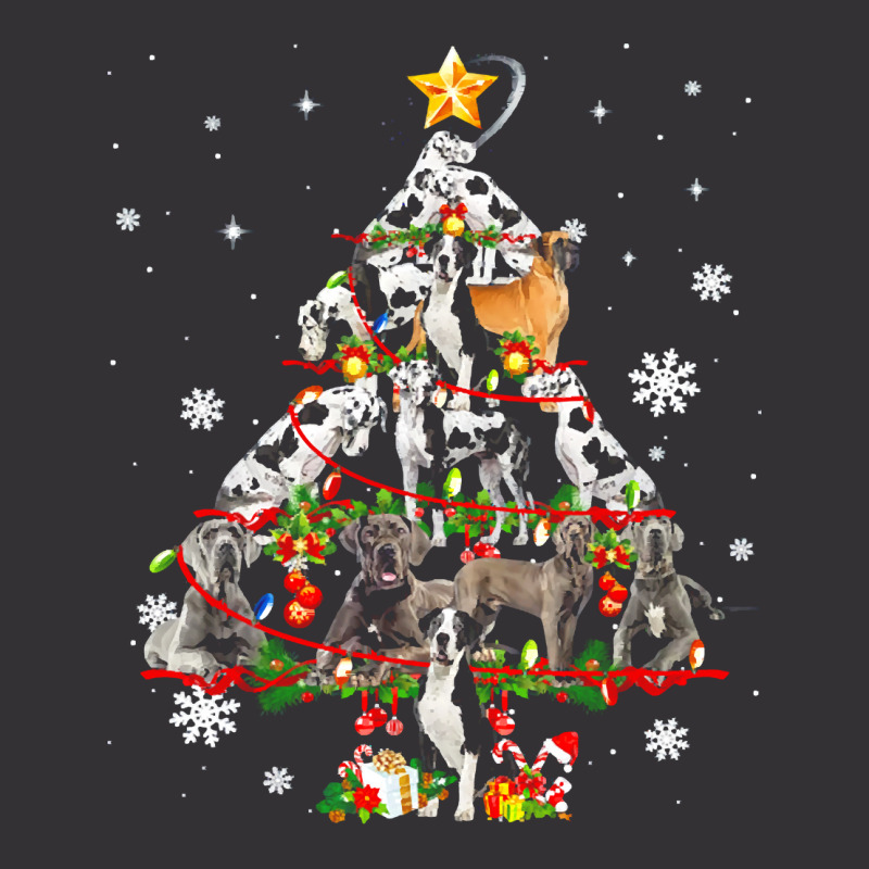 Funny Great Dane Christmas Dog Tree Lights Pajamas Funny Vintage Hoodie | Artistshot