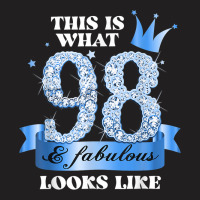 98 & Fabulous I Blue Black Party Group Candid Photo Outfit T-shirt | Artistshot