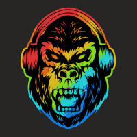 Angry Gorilla Headphone Colorful 1 Ladies Fitted T-shirt | Artistshot