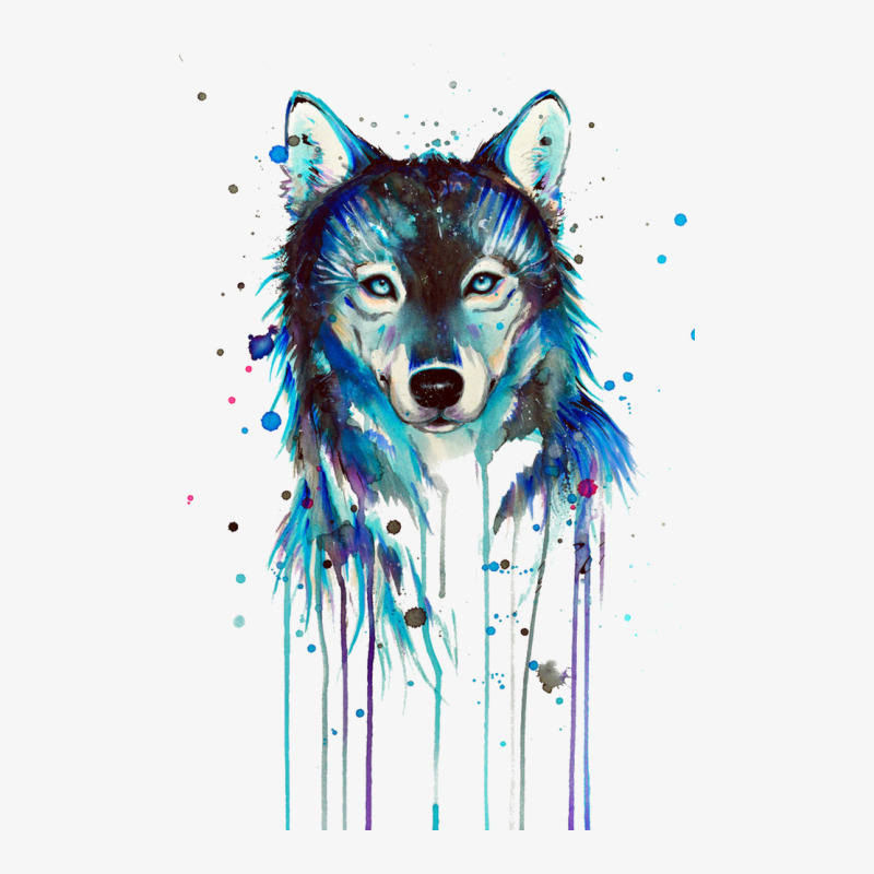 Wolf Painting Abstract Blue Ladies Fitted T-Shirt by turgongon | Artistshot