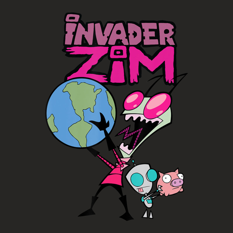 Invader Zim Holding World Ladies Fitted T-Shirt by cm-arts | Artistshot