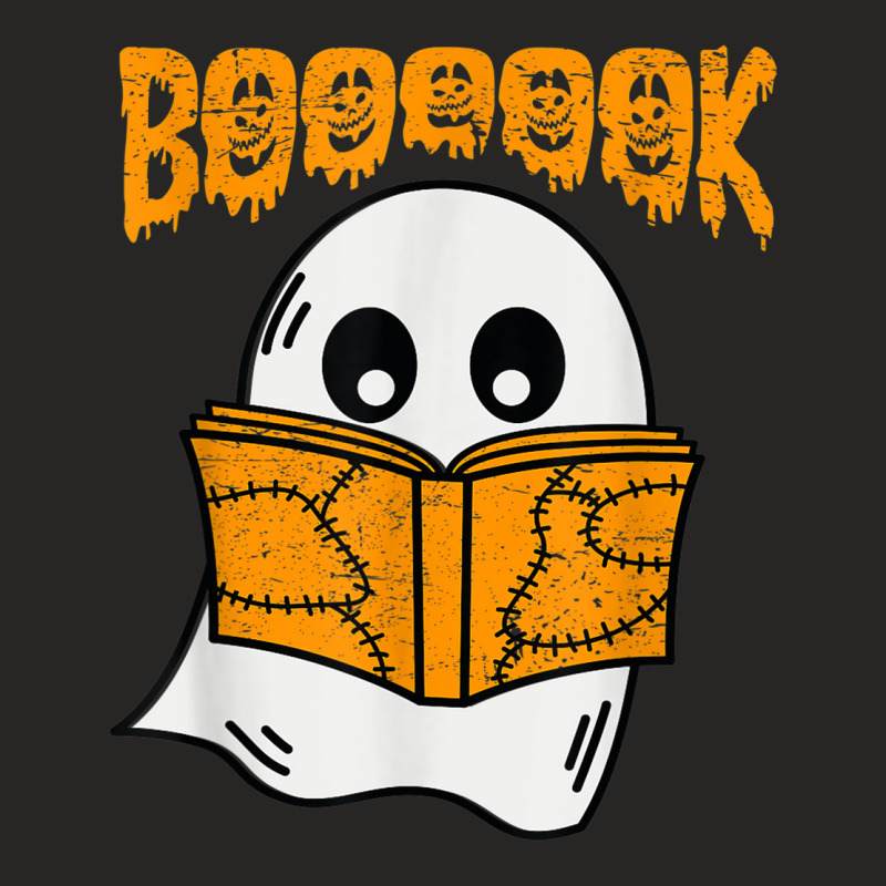 Retro Cute Ghost Reading A Book Teacher School Funny Ladies Fitted T-Shirt by Posh | Artistshot