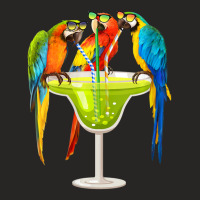 Womens Parrots Drinking Margarita On Summer Vacation Birds V-neck Ladies Fitted T-shirt | Artistshot