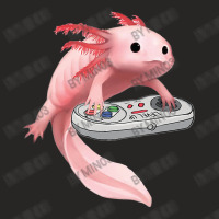 Axolotl Fish Playing Video Game Games-o-lot White Axolotl Lizard Kawai Ladies Fitted T-shirt | Artistshot