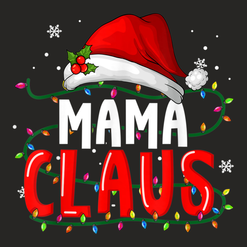 Mama Claus Shirt Christmas Lights Pajama Family Matching Ladies Fitted T-Shirt by Posh | Artistshot