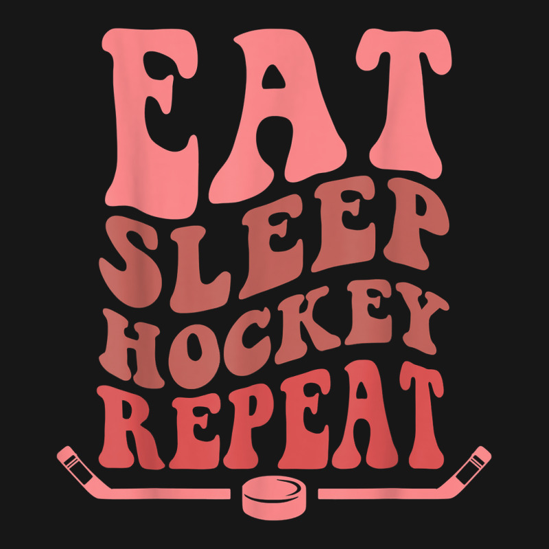 Eat Sleep Hockey Repeat Wavy Stacked Funny Ice Hockey T Shirt Medium-length Apron | Artistshot