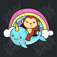 Narwhal Cute Whale With Monkey Ocean Unicorn Crewneck Sweatshirt | Artistshot