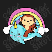 Narwhal Cute Whale With Monkey Ocean Unicorn Classic T-shirt | Artistshot