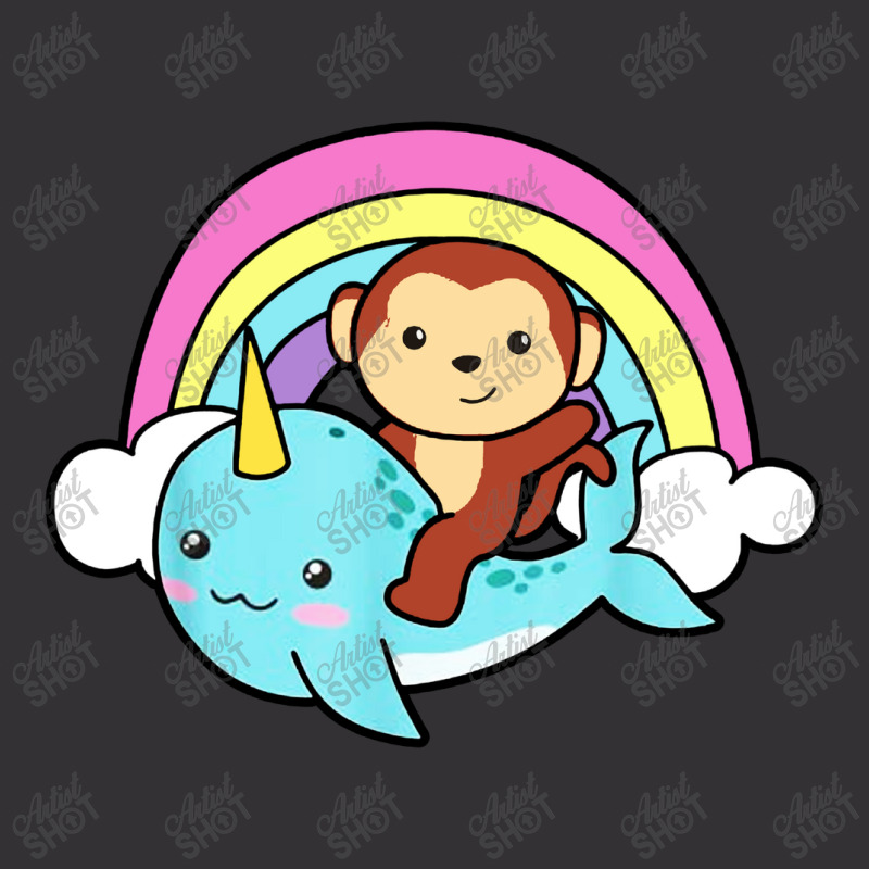 Narwhal Cute Whale With Monkey Ocean Unicorn Vintage Short | Artistshot