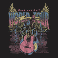 Rock & Roll Free Spirit World Tour Guitar Fire Wings Thunder T-shirt | Artistshot