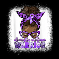 Black Woman Domestic Violence Warrior Afro Messy Bun Purple T Shirt Pocket T-shirt | Artistshot