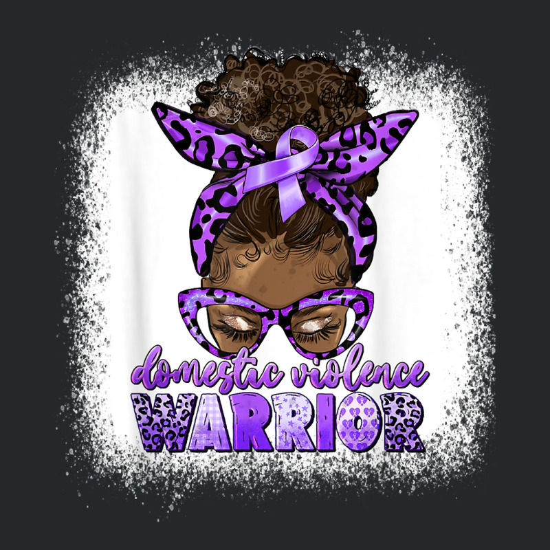 Black Woman Domestic Violence Warrior Afro Messy Bun Purple T Shirt Crewneck Sweatshirt | Artistshot