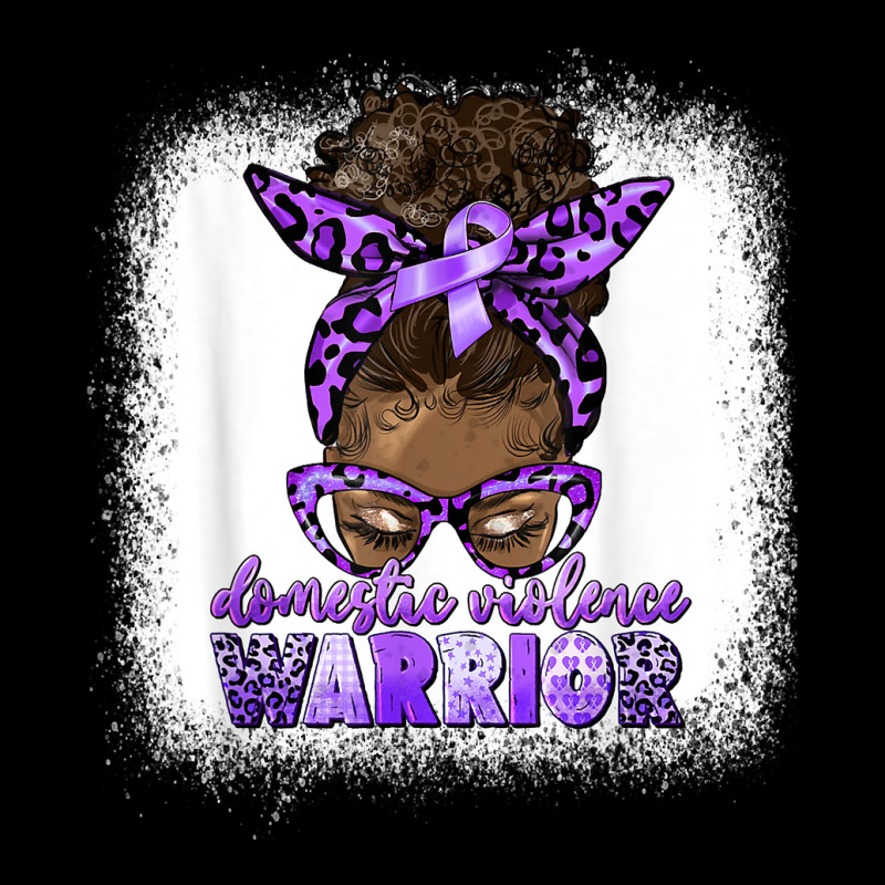 Black Woman Domestic Violence Warrior Afro Messy Bun Purple T Shirt Long Sleeve Shirts | Artistshot