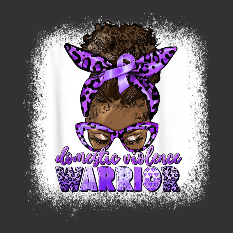 Black Woman Domestic Violence Warrior Afro Messy Bun Purple T Shirt Vintage Hoodie | Artistshot