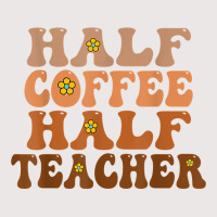 Half Coffee Half Teacher Groovy Wavy Design T Shirt Pocket T-shirt | Artistshot