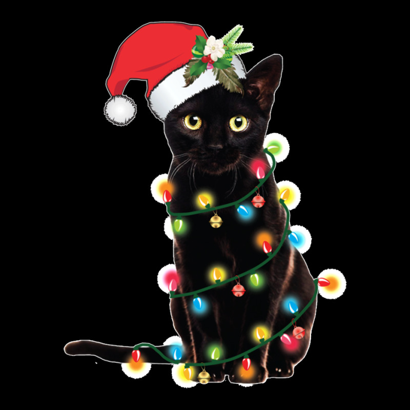 Black Santa Cat Tangled Up In Lights Christmas Santa Women's V-Neck T-Shirt by cm-arts | Artistshot