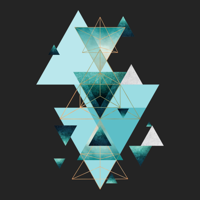 Geometric Triangle Compilation In Teal 3/4 Sleeve Shirt | Artistshot