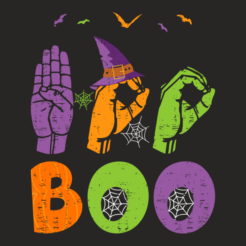 Boo Hands American Sign Language Pride Asl Halloween Long Sleeve T Shi Ladies Fitted T-Shirt by cm-arts | Artistshot