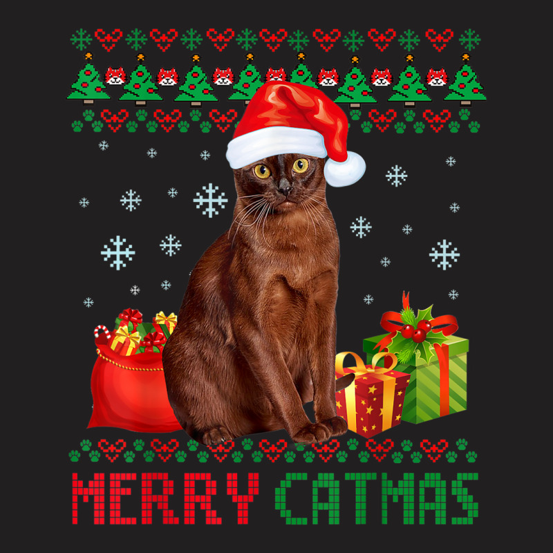 Merry Catmas Cat Ugly Christmas Havana Brown Mom Dad T-shirt | Artistshot