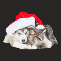 Cute Siberian Husky Puppy Santa Hat Image Christmas Cat Dog Premium T Ladies Fitted T-shirt | Artistshot