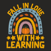 Fall In Love With Learning Rainbow Pumpkin Teacher Ladies Fitted T-shirt | Artistshot