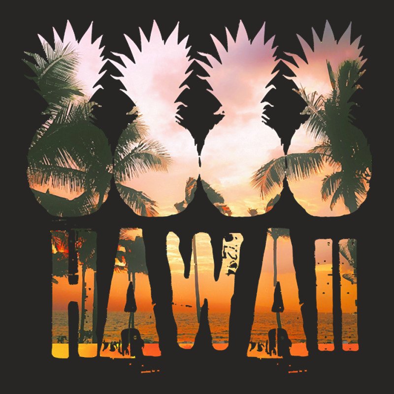 Hawaii Pineapple T  Shirthawaii Pineapple Showing Beach At Sunset T  S Ladies Fitted T-Shirt by pfahey | Artistshot