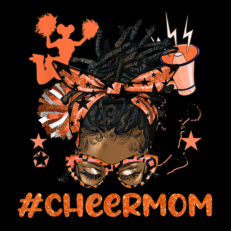 Cheer Mom Afro Messy Bun Orange Leopard Poms & Megaphone T Shirt Legging by cm-arts | Artistshot