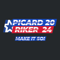 Picard Riker 2024 Make It So Politics Election Parody Funny Raglan Bas Crewneck Sweatshirt | Artistshot