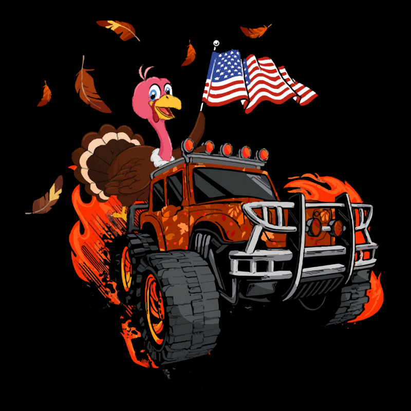 Happy Thanksgiving Cute Turkey Monster Truck American Flag T- V-neck Tee | Artistshot