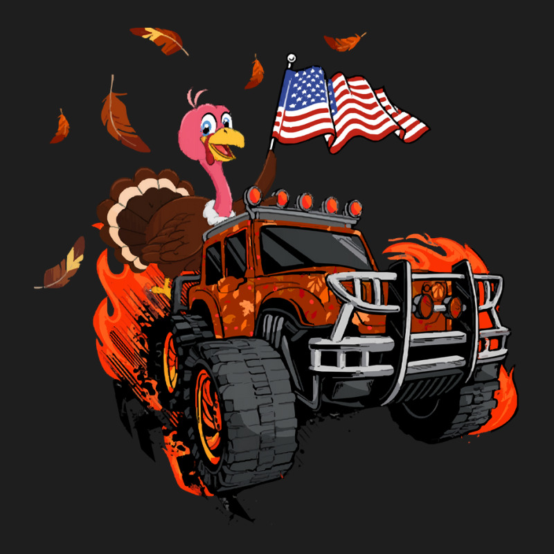 Happy Thanksgiving Cute Turkey Monster Truck American Flag T- Classic T-shirt | Artistshot