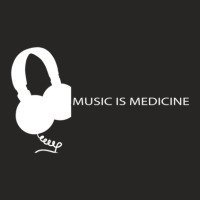 Music Is Medicine On Headphones Ladies Fitted T-shirt | Artistshot