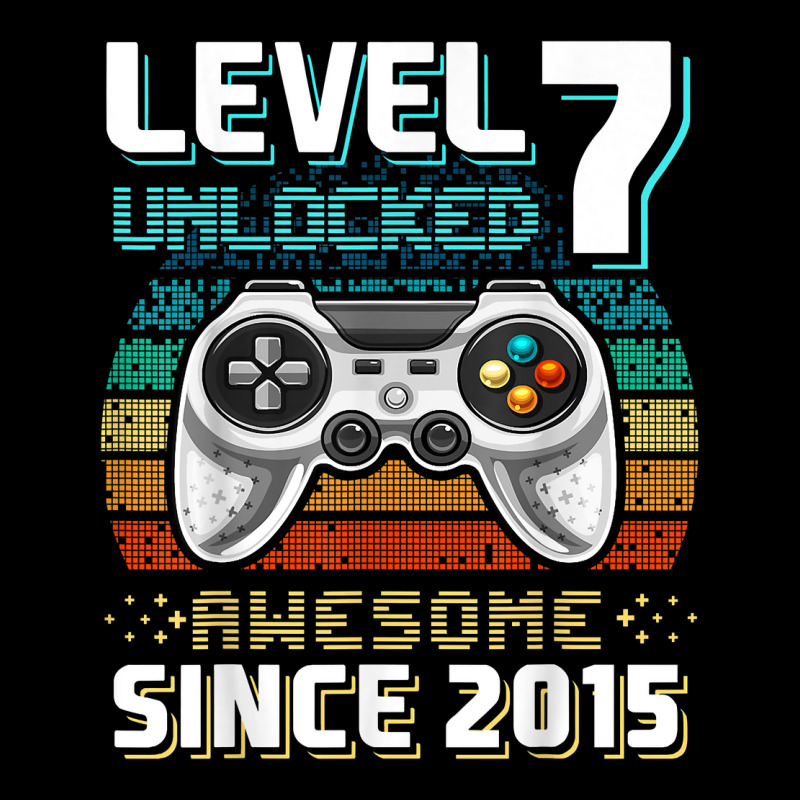 Level 7 Unlocked Awesome 2015 Video Game 7th Birthday T Shirt Men's Long Sleeve Pajama Set | Artistshot