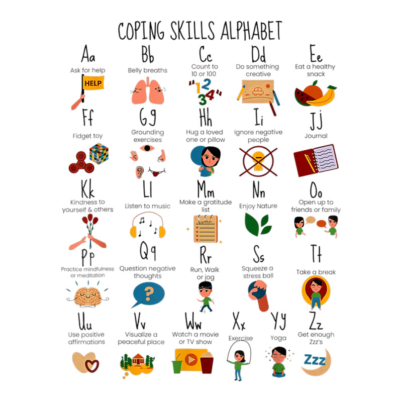 Coping Skills Alphabet Mental Health Awareness Counselor Sticker | Artistshot