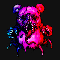 Demonic Bear Color Neon Baby Bibs | Artistshot