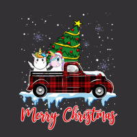 Merry Christmas Unicorn Xmas Plaid Red Truck Tree On Car Premium T Shi Vintage Hoodie | Artistshot