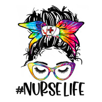 Nurse Life Messy Bun Tie Dye Glasses Bandana Vintage T Shirt Zipper Hoodie | Artistshot