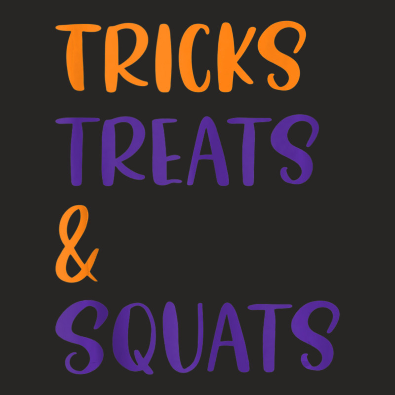 Tricks Treats And Squats Halloween Gym Workout Ladies Fitted T-Shirt by cm-arts | Artistshot