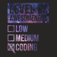 Funny Level Of Awesomeness Low Medium Gift Coding Coder Coders Code Pr Ladies Fitted T-shirt | Artistshot