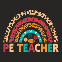 Pe Teacher Vintage Rainbow Physical Education Teacher Ladies Fitted T-shirt | Artistshot