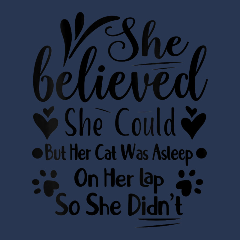 Womens She Believed She Could But Her Cat Was Asleep On Her Lap V Neck Men Denim Jacket | Artistshot